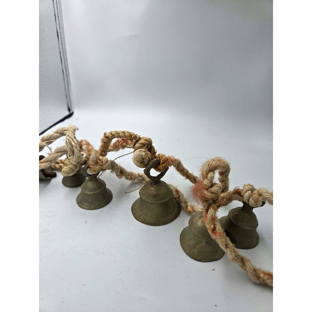 Traditional Brown Metal Bells on Rope Strand - Adult Decor Bell